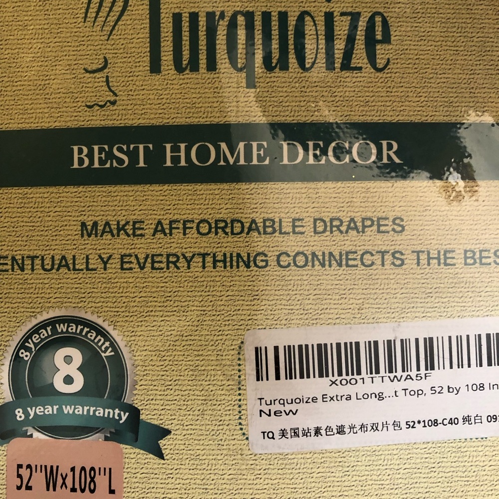 Turquoize 2 panel 52x108 inches off white linen curtains